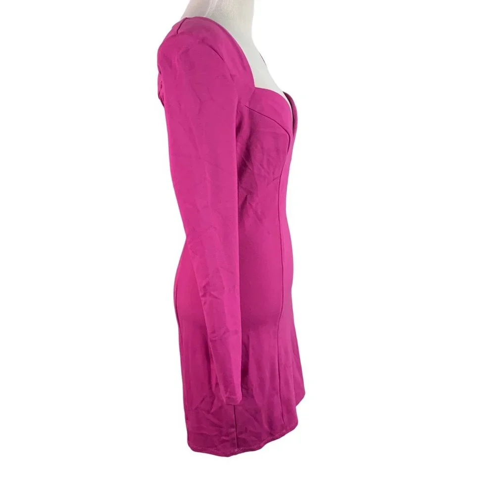 BEBE Women's Size Small Pink V Neck Body Contoured Fitted Dress - Picture 11 of 13